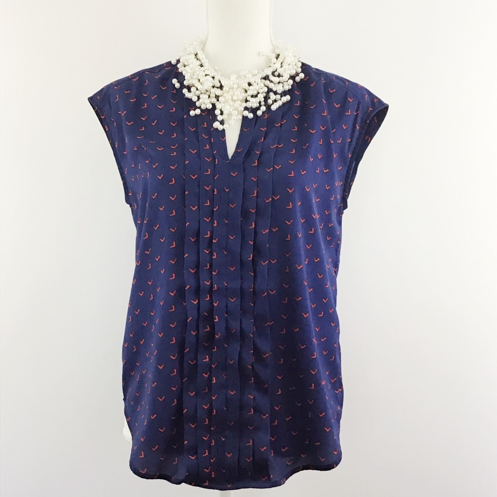 CASLON SLEEVELESS NAVY BLUE BLOUSE